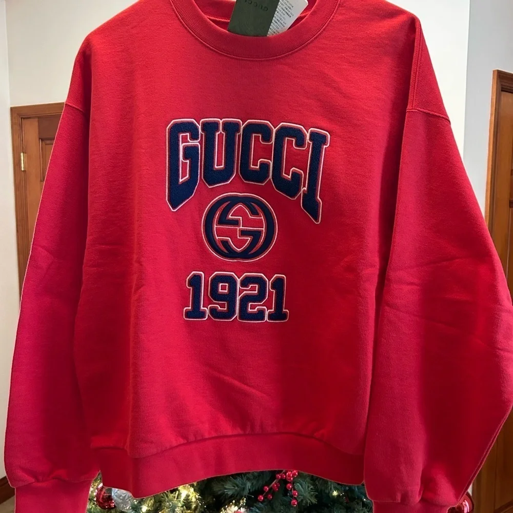 Gucci men's cotton jersey felted sweatshirt 1921 embroidery size medium